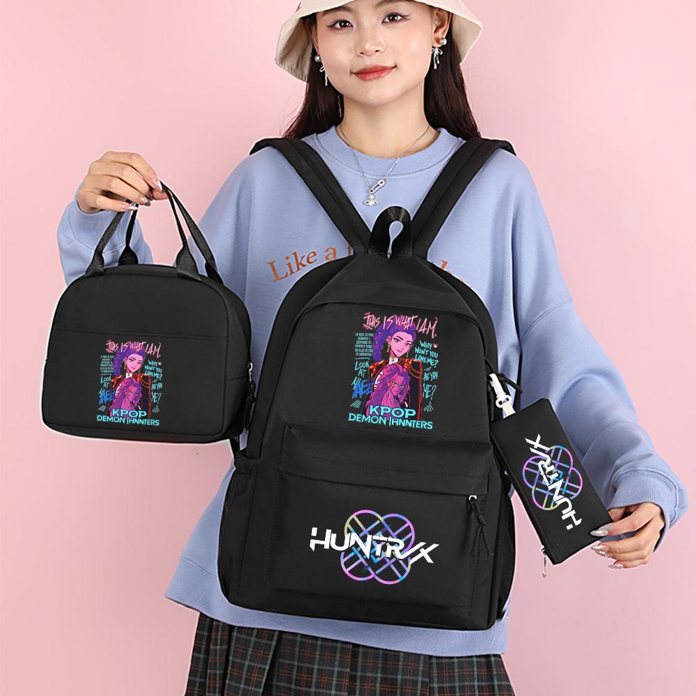 4-teiliges/Set Cartoon Anime K-Pop bedruckter Rucksack mit Federmäppchen Handtasche für Teenager Schüler Junge Mädchen Schultasche Schultasche Große Kapazität Reisetasche