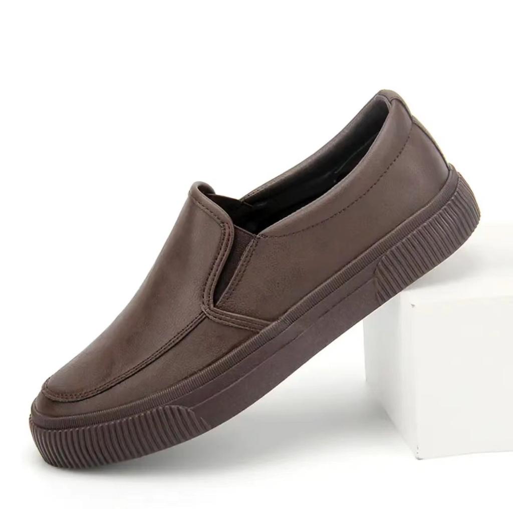 Versatile Men'S Leather Shoes Breathable Casual Fashion Low-Top Board Shoes One Pedal Trend Small Leather Shoes