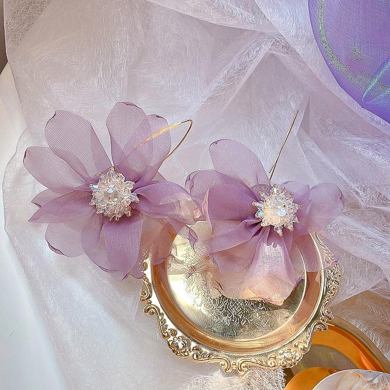 Mesh Flower Earrings Retro Small Fresh Personalized Versatile Stud Earrings Trendy New Design Earrings