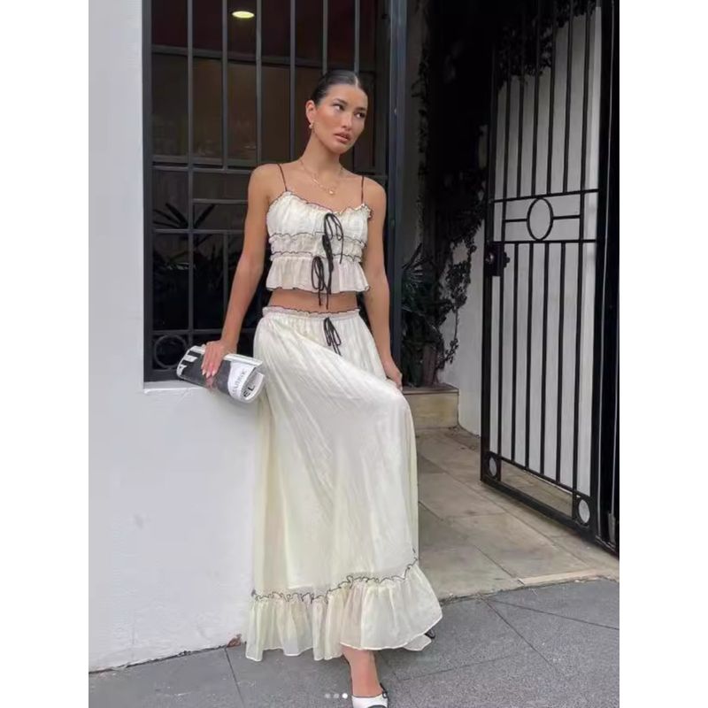 Sling Sweet Top Pleat Fairy Skirt sets Sweet Top Skirt Set