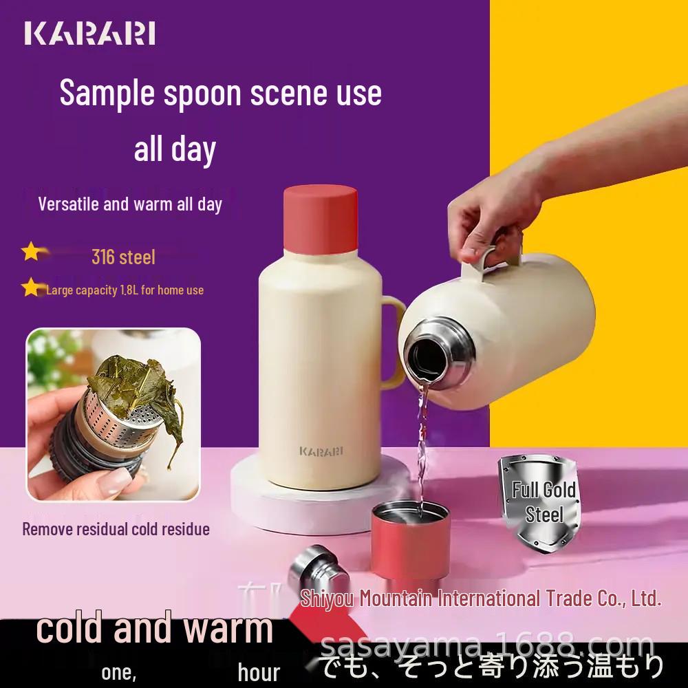 

316 Stainless Steel Vacuum Insulated Water Bottle - Large Capacity Thermal Hot Water Bottle for Outdoors 1800ML