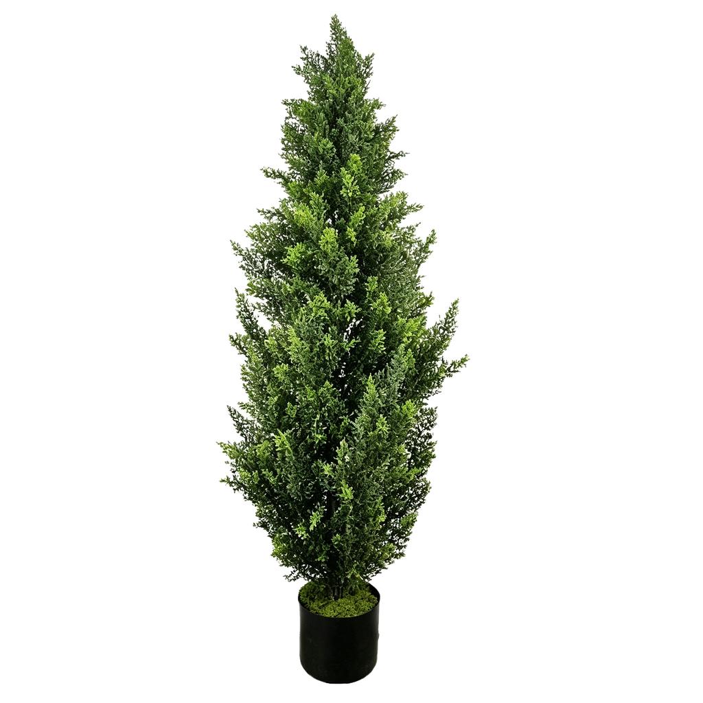 2pcs Artificial Topiary Trees Lifelike Evergreen Faux Cypress Trees Potted Plants Shrubs for Outdoor Indoor Front Porch