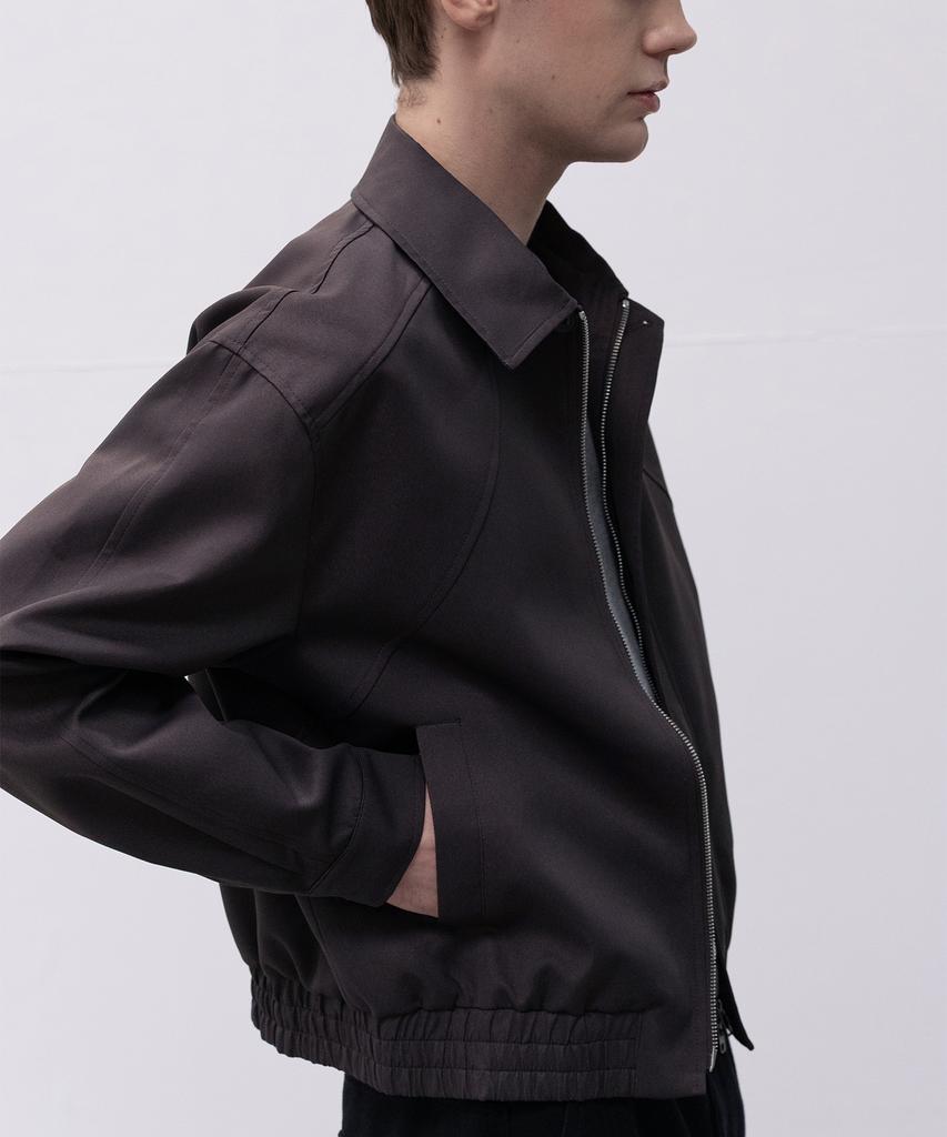 Decoroso Curved Raglan Blouson Jacket [Charcoal Brown]