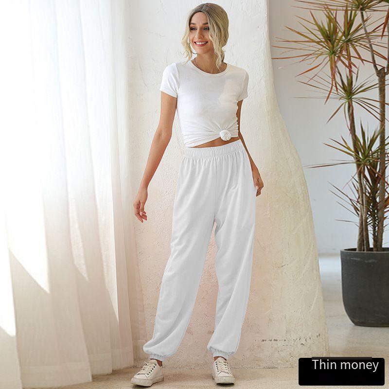 

Женские повседневные спортивные брюки, однотонные брюки для бега, женский спортивный костюм большого размера, спортивные штаны с эластичной резинкой на талии, мешковатые брюки для отдыха S белый