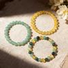 Festive Gifts Green Aventurine Golden Rutilated Quartz And Malachite Beaded Bracelet Set Natural Fashion Jewelry Daily Wear Simple Versatile Accessory