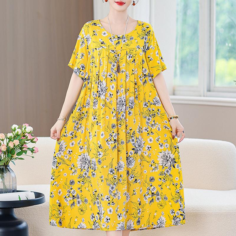 Summer Oversize Dresses Elegant Short Sleeve Plus Size Long Dress Women