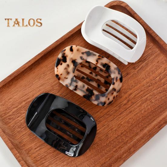 Haarklammer für Damen, flach, runde Form, starker Griff, biegbare Zähne, gebogenes Design, Haarspange am Hinterkopf, großer Clip, Haar-Accessoire