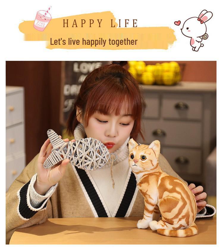3D Cat Plush Toy Throw Pillow - Cute Stereo Cat Doll for Kids' Birthday Gift