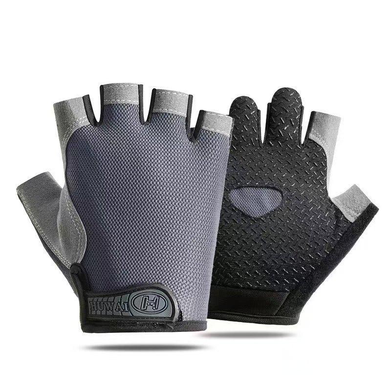Cross-Border Non-Slip Breathable Cycling Gloves with Thick Palm Pad - Silicone, Half-Finger, for Outdoor Summer Fitness