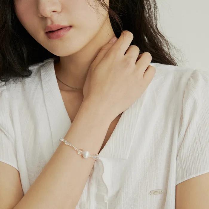 Clear Ball Line Bracelet - Silver