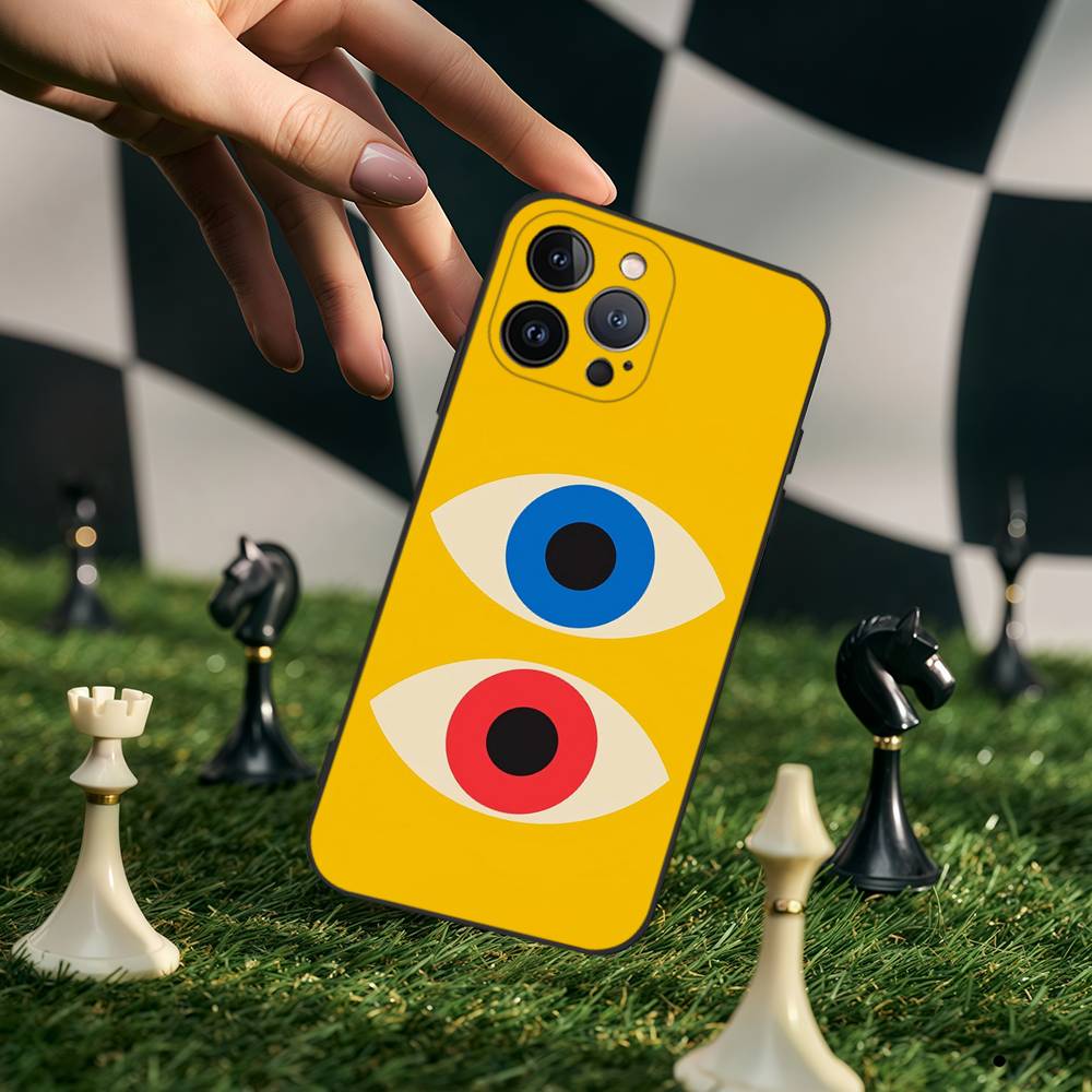 Geometric Bauhaus Art Silicone Anime Black Case For Iphone 17 Air 16 15 14 13 12 11 Pro Max Plus Basic