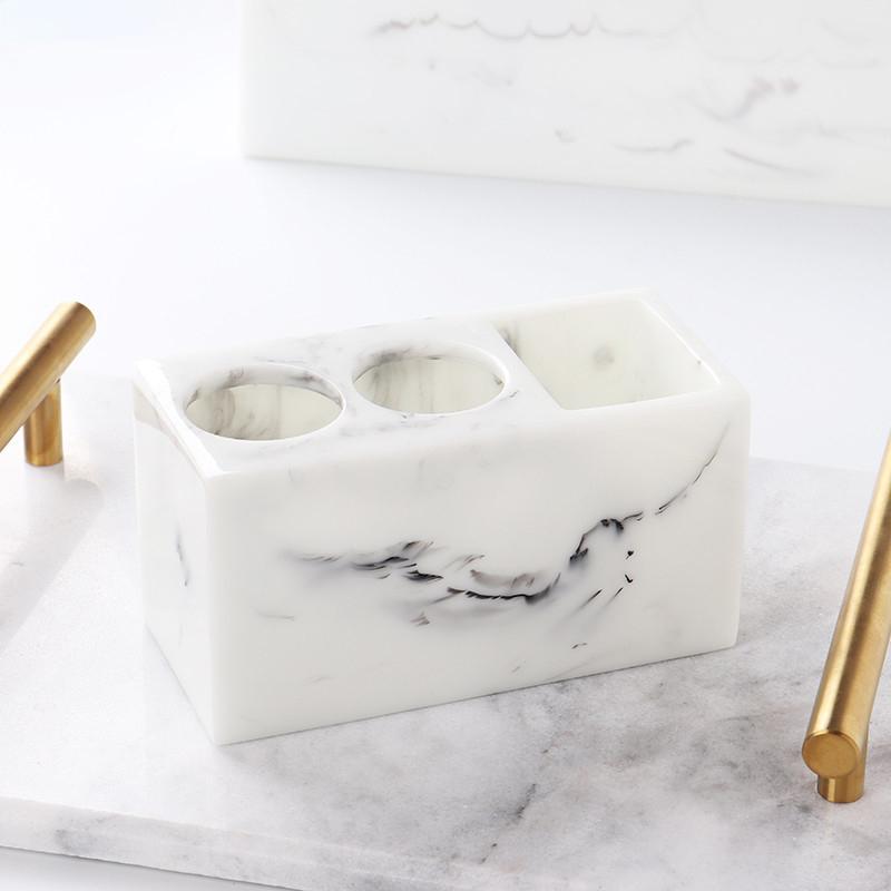 1pc Creative Marble Pattern Resin Multifunction Electric Toothbrush Rack Toothpaste Holder Bathroom Cleaning Brush Storage Box