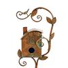 Handmade Iron Birdhouse Metal Garden Stakes Bird House Pole Stand Rustic Feeder Nesting Box for Outside Patio