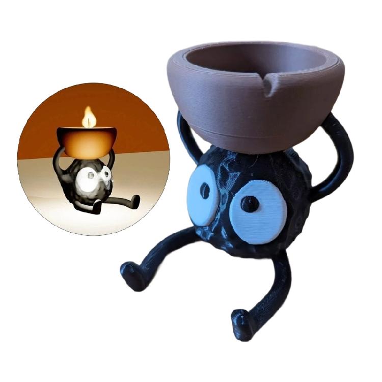 Modern 3D Printing Tabletop Decors Funny Cartoon Soot Sprites Statue Tealight Candle Holders For Indoor Space Ornament