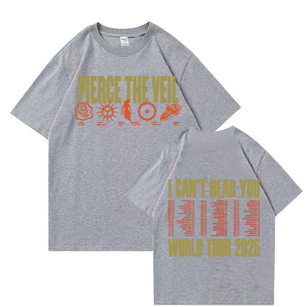 PIERCE THE VEIL 2025 Symbols 'I Can't Hear You World Tour' Date T-Shirt Oversized Clothing Summer Cotton Tee Unisex T Shirts
