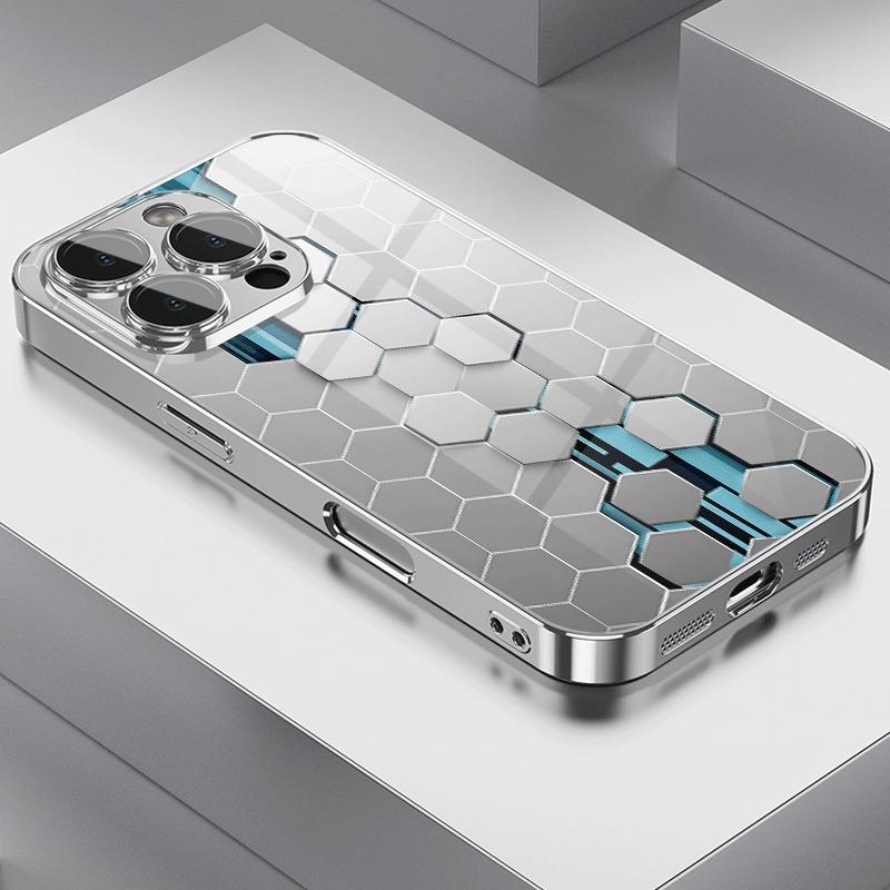 

Серебристый градиентный чехол для телефона с узором «соты», гальванизированный, для Samsung Galaxy S25 S24 S23 Ultra Plus FE, закаленное стекло Galaxy S25 Ultra