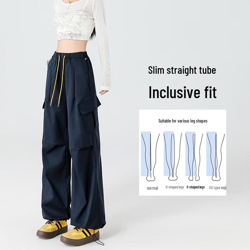Women's High-Waisted Wide-Leg Parachute Cargo Pants
