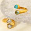 European and American Popular Light Luxury Water Drop Diamond Cross Geometric Ring Plated with 18K Gold Stainless Steel Niche Jewelry Women