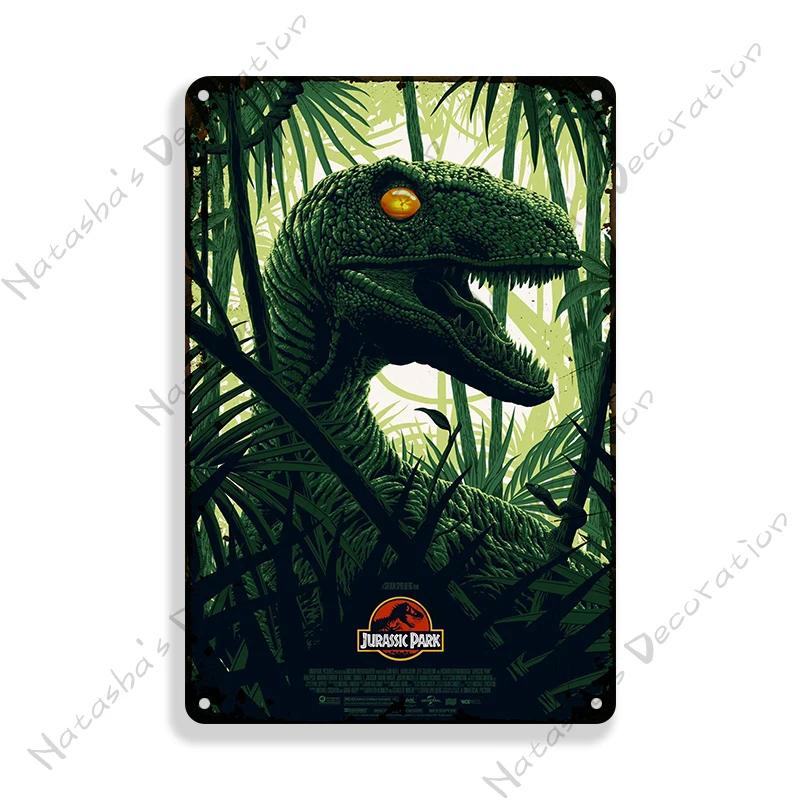 Classic Movie Poster Jurassic Park Metal Sign Retro Poster Vintage Metal Plaque Rusty Metal Sign Club Bar Cafe Industrial Decor