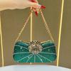 Borsa da sera a pochette di lusso con diamanti per eventi formali con catenella e chiusura a lucchetto