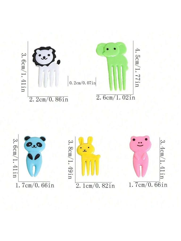 11pcs Cartoon animal fruit fork, multi-color (color randomly sent) cute mini fork, can be reused, used for desserts, cakes