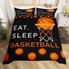 Basketbal Soft Duvet Cover Twin Quen for Young Boys Tens Bedrom Sports Games Beding Set Rustic Farmhouse Woden Board Warm Comforter Cover