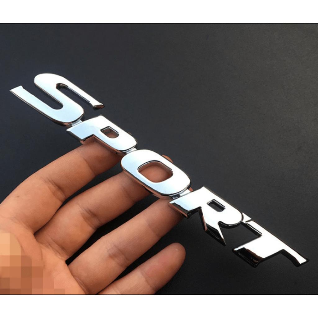 Emblema Cromato 3D "SPORT" - Adesivo Riflettente Metallico per Portiera Auto, Adatto per Styling e Decorazione del Veicolo, Emblema Sportivo per Auto|Emblema Moderno per Auto
