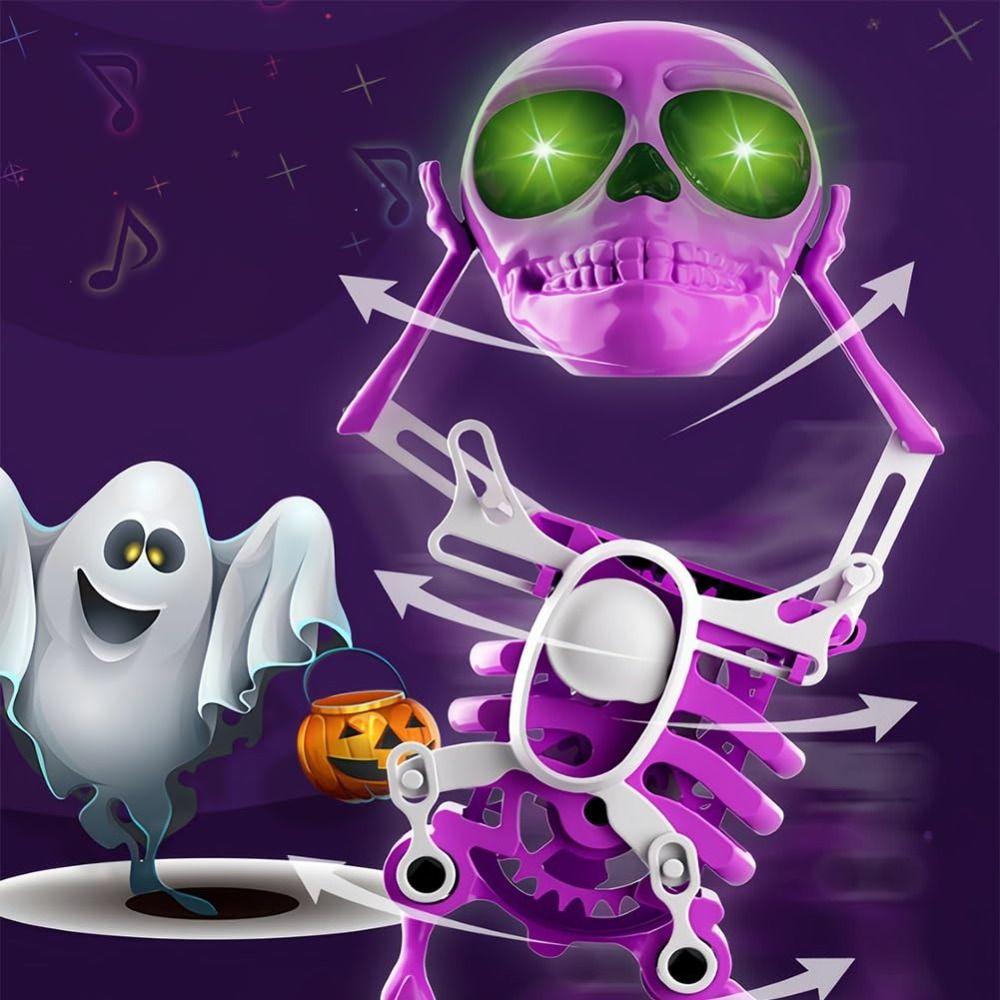 With Music Dancing and Swinging 3D Skull Toy with Lights Wind Up Skeletons New Dancing Skeleton