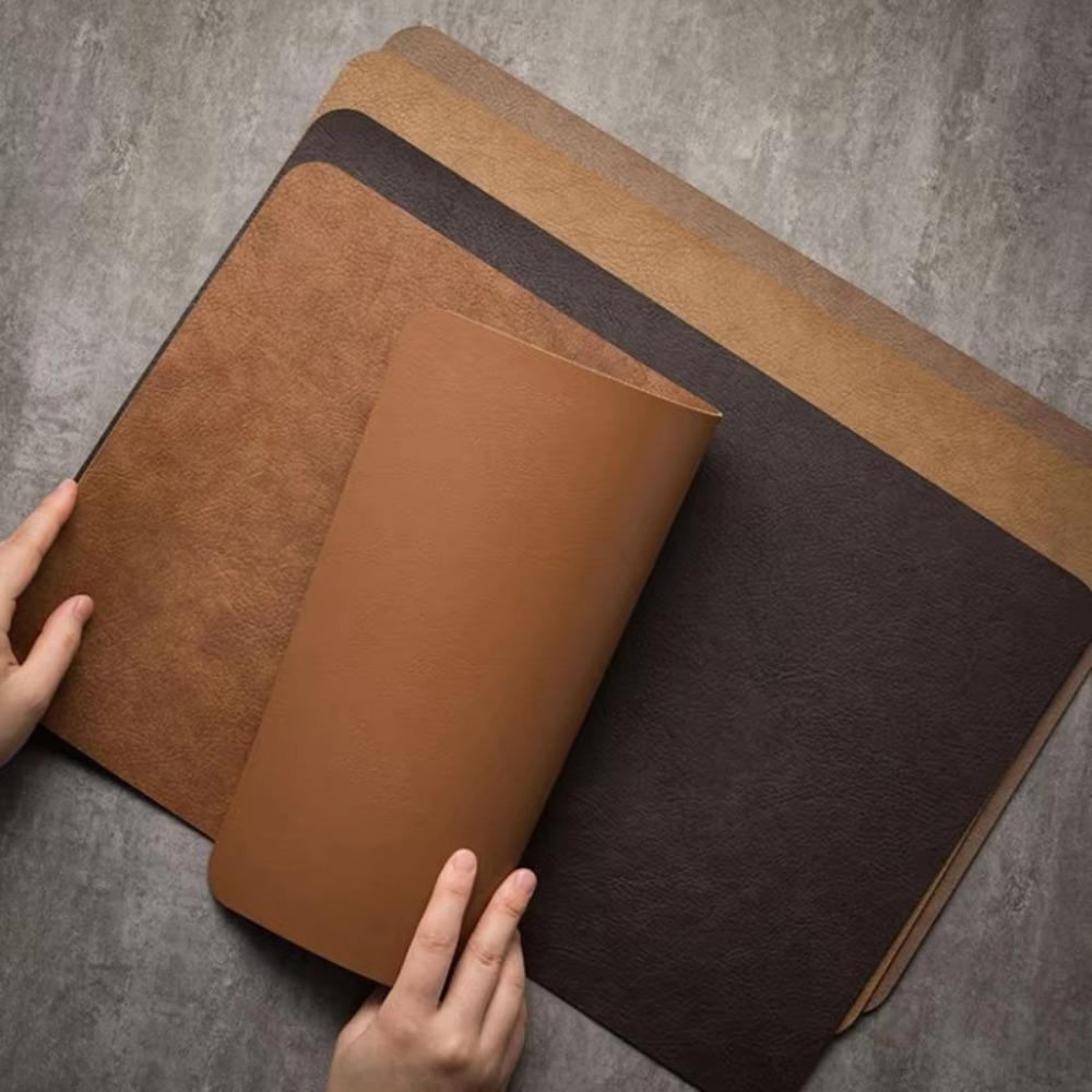 Vodotěsná Podložka z pevné kůže Kávově hnědá Podložka pod talíř misku PU Podložka na stůl Dekorace stolu