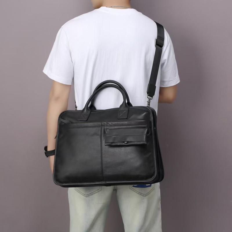 High Quality Genuine Leather Men's Simple Classic Computer Bag Office Large Capacity Business Portable Handbag