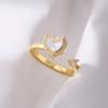 Luxury Cubic Zirconia Heart Shaped Opening Adjustable Rings for Women Personality Love Charms Ring Wedding Jewelry Accessories .