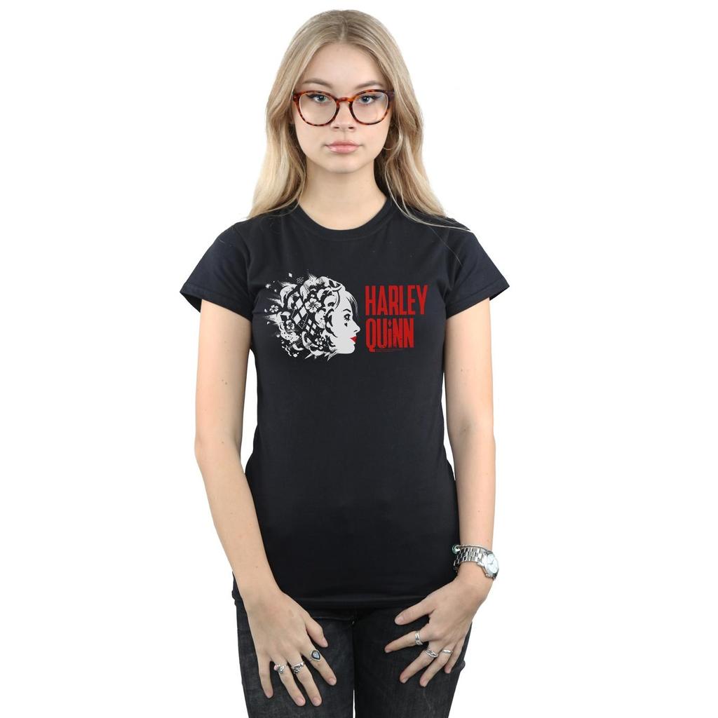 DC Comics Womens/Ladies The Suicide Squad Harley Quinn Stencil Logo Cotton T-Shirt