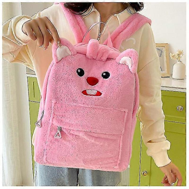 Cute Girly Heart Schoolbag Plush Student Backpack Fashionable Cartoon Three-dimensional Pink Rabbit Large Capacity Backpack