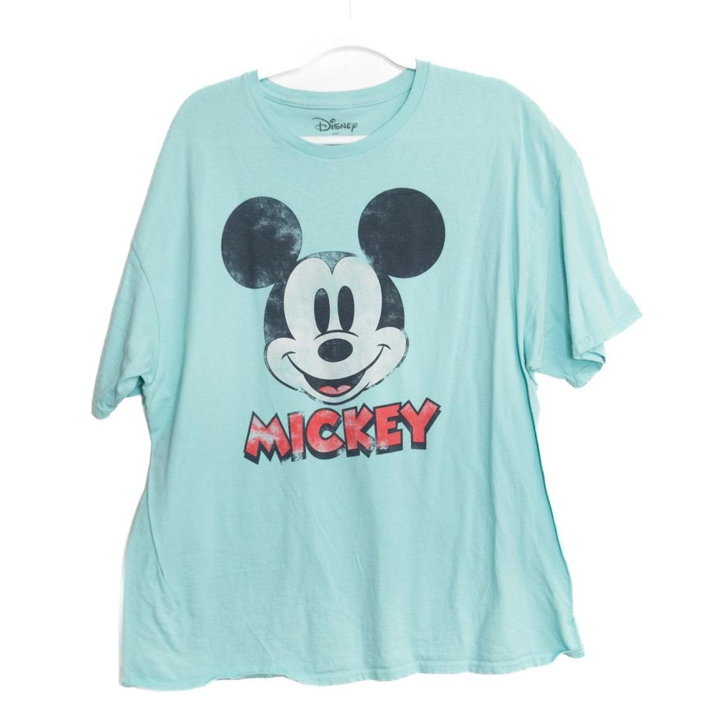 Disney Mickey Mouse Size 2X Distressed Vintage Style Graphic Tee in Mint Green