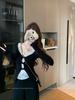 Pure Desire Style Sexy Sweet Spicy Two-Piece Look Lace Long-Sleeve T-Shirt for Women - Winter Slimming Age-Reducing Top