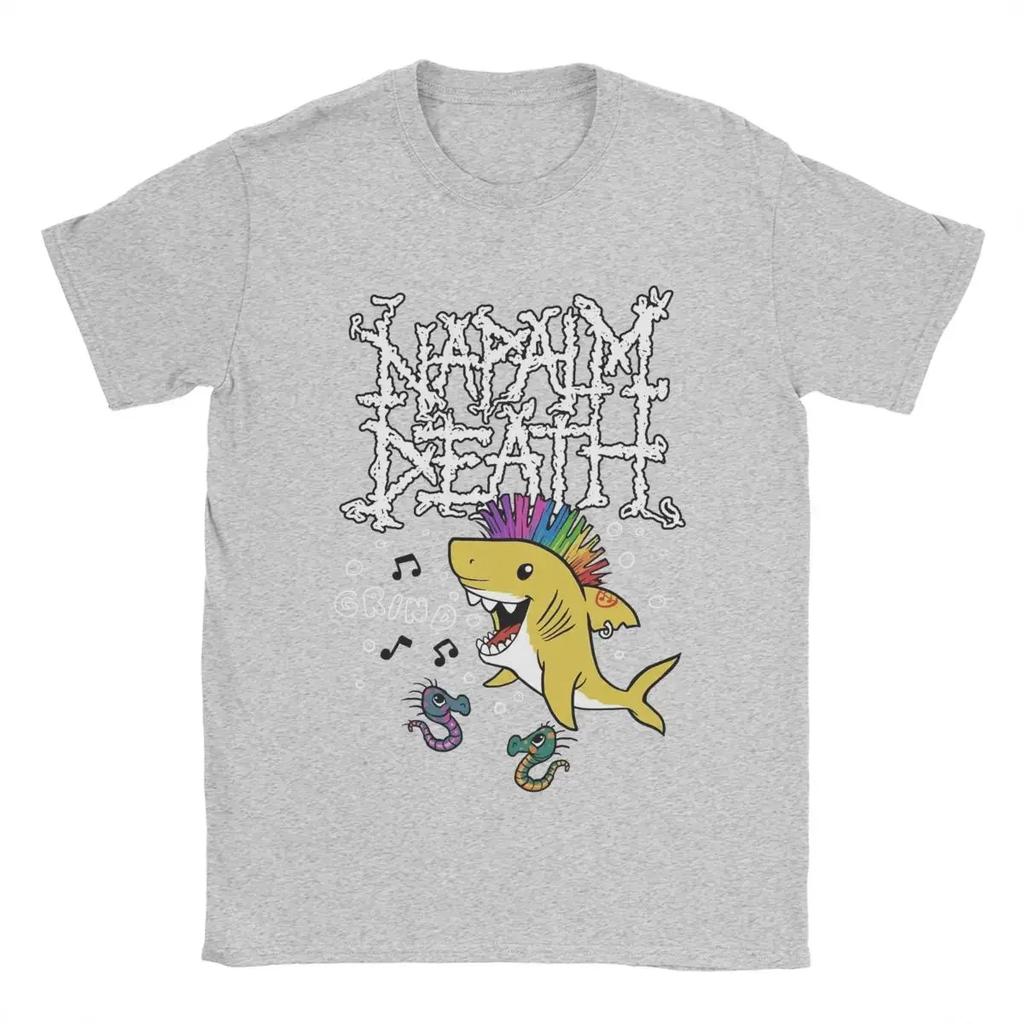 Vintage Napalm Death Hai T-Shirts für Herren Rundhals 100% Baumwoll-T-Shirt Kurzarm-Tees Druckkleidung#Farbe(1)