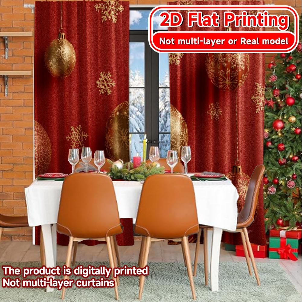 Modern Flat Printing Festive Elegance Pattern Curtains Polyester Easy Install Room Decor Bedroom Set Of 2 Made Master