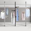 Indoor Garment Hanger Simple No Slippage Telescopic Home Clothing Rack for Bedroom Living Room Black with 3 Black