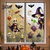 Non-adhesive Halloween Stickers 2 Sheets Window Clings Cartoon Skeleton Static Stickers Funny PVC Electrostatic Ghosts Bats Pumpkins for Glass Doors