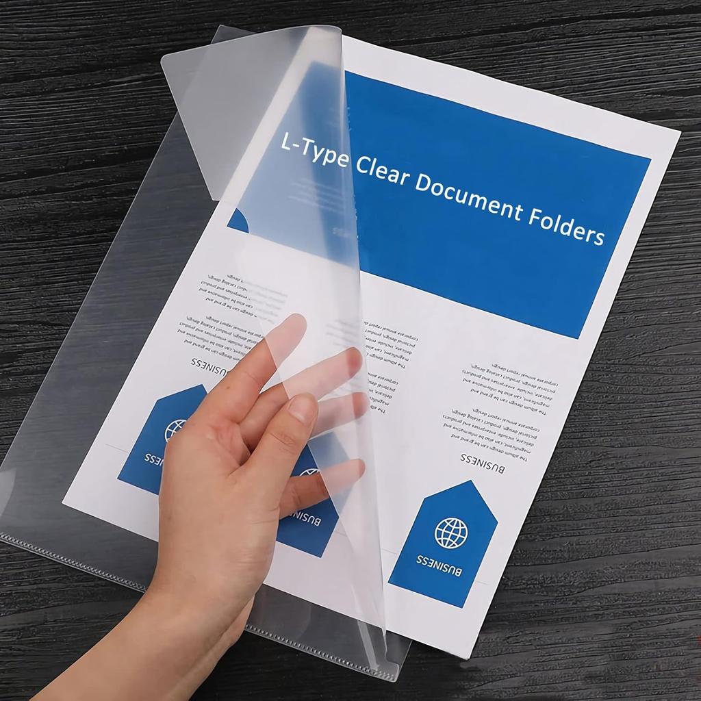 Clear Document Folder Copy Safe Project Pockets fits 8.5x11 Letter Size US Paper,10/30/50/100Pack L-Type Plastic Clear Paper Sleeves Protector Resume