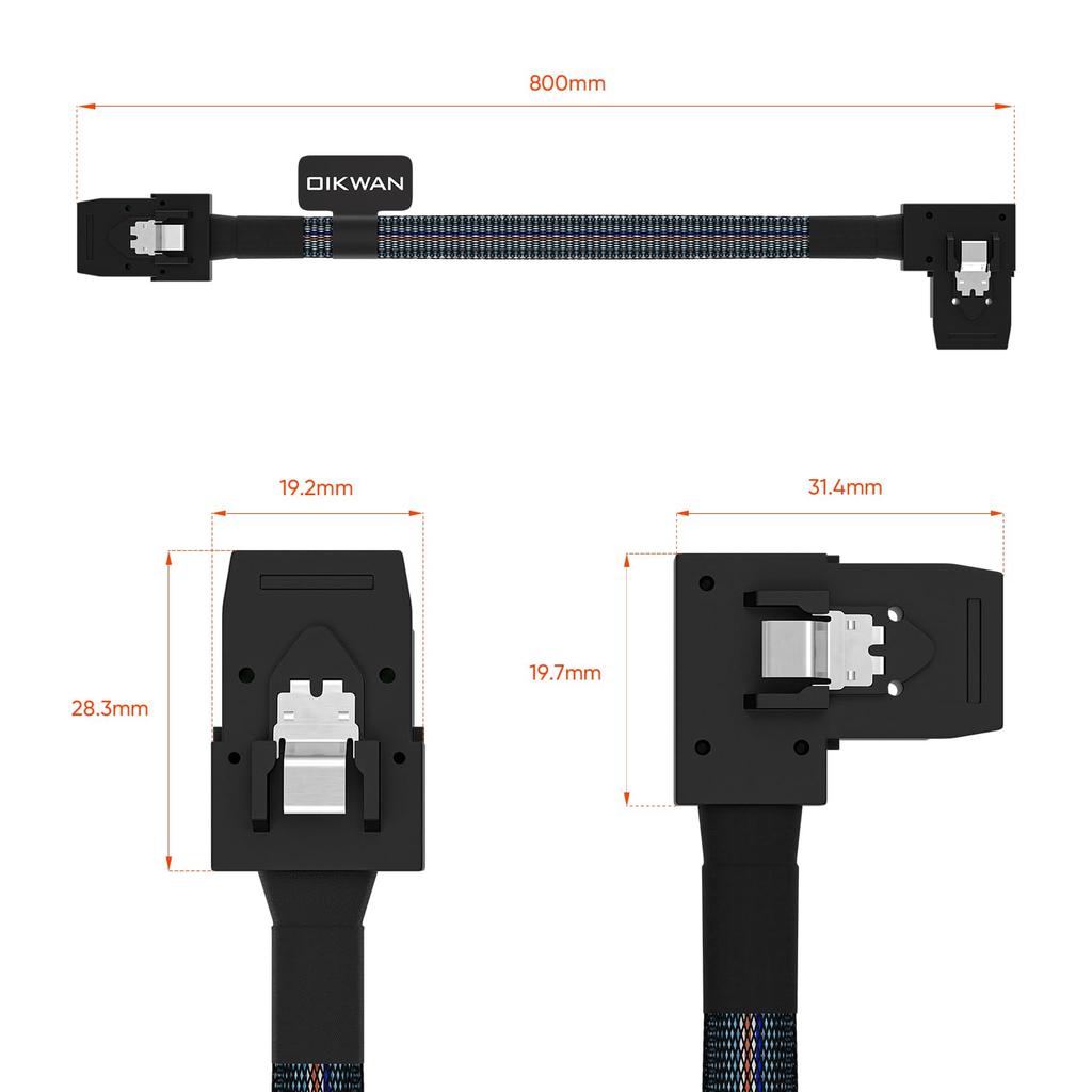 OIKWAN Internal Mini SAS To Right Angle Cord Compatible with RAID or PCI Express Controller SFF-8087 SFF-8087