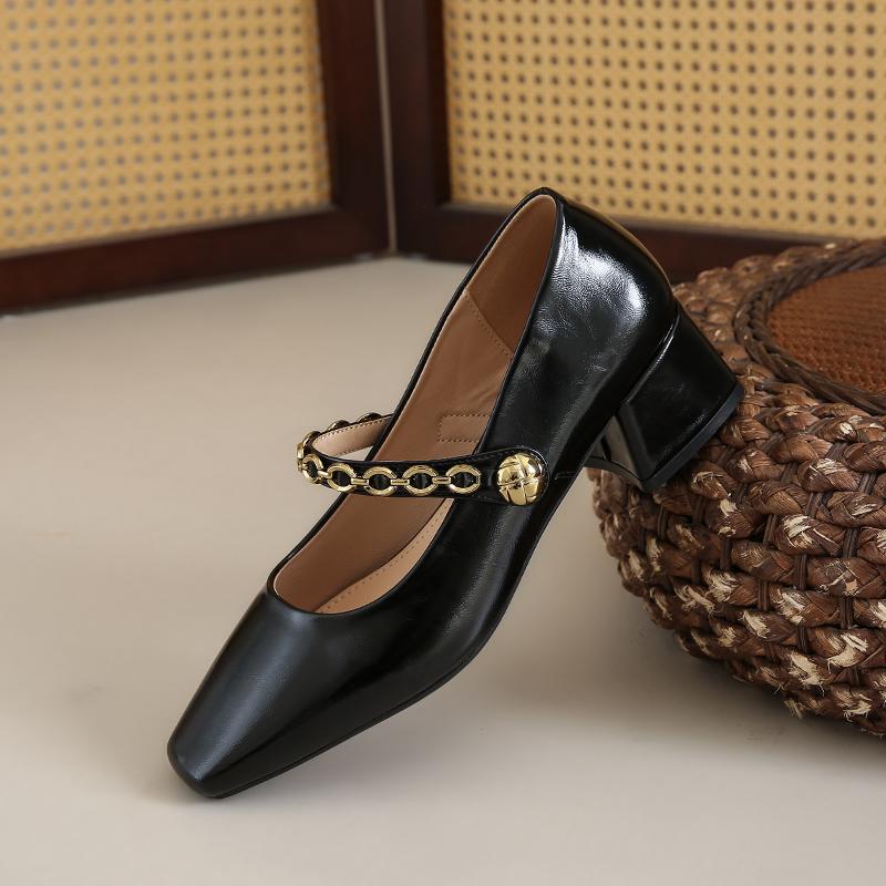 Fashion 2025 New Square Head Small Leather Shoes for Women Spring and Summer Shallow Mouth Vintage Soft Leather Soft Sole Single Shoes