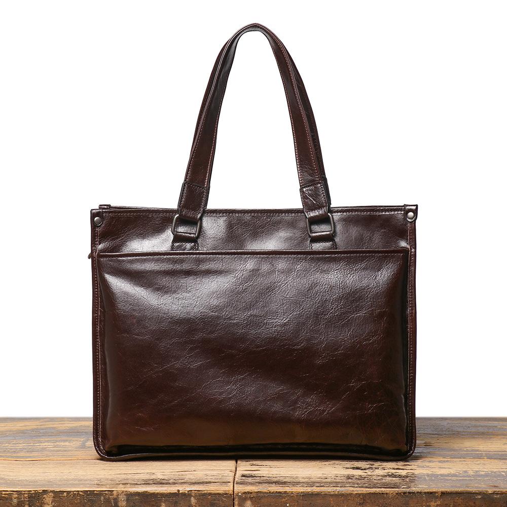 Bolsa de Viagem Masculina de Couro para Negócios Ombro Transversal Pasta para Notebook de 15,6 Polegadas