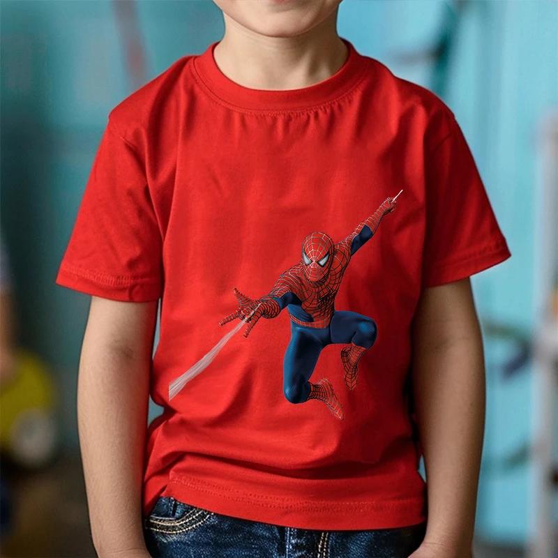 Tendencias de Moda Estampado de Dibujos Animados Anime Spider-Man Ropa para Niños y Niñas Camiseta en Verano Ropa Infantil Manga Corta