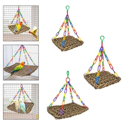 Hammock Parrot Swing Straw Rope Bird Perch Cage Hanging Toy for Parrot Lounger Chewable Accessories