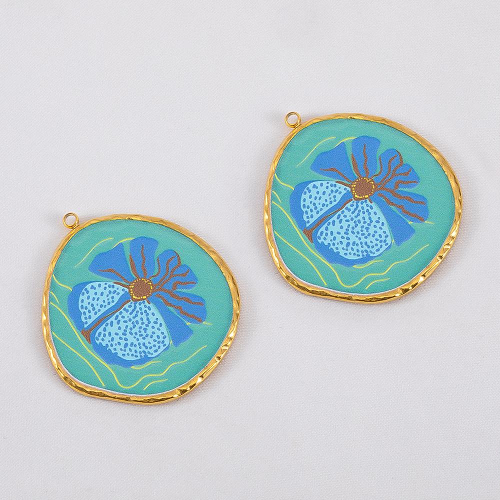 

2pcs Fresh Style 304 Stainless Steel Enamel Floral Pendant DIY Delicate Charm For Jewelry Making Garment Trims Embellishment 2pcs