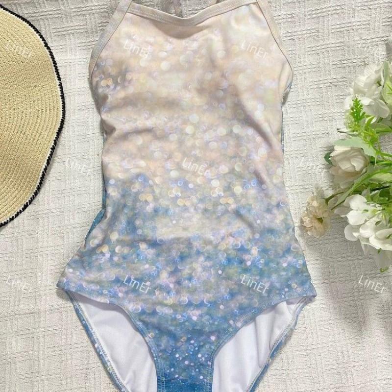 

Liner Ins Racing Swimsuit Women s One-piece Triangular Sexy Sequins Gradient Color Slimming Cover Belly Hot M