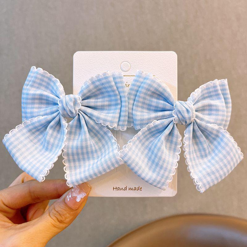 

New A Pair College Style Children Butterfly Pair Clip Girls Checkered Versatile Hair Clip Girls Sweet and Cute Hair Accessories синій