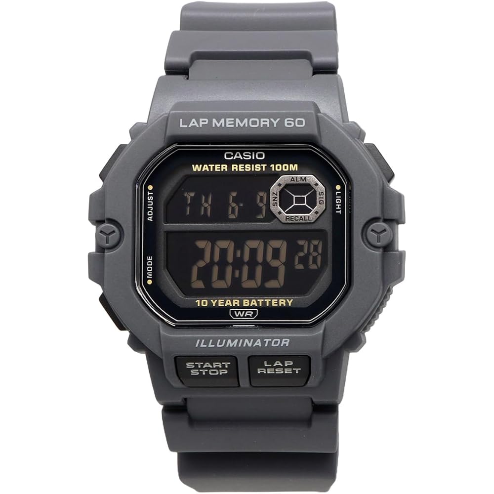 Casio Sports Gear Digital Men's Watch 60 Lap Memory Function Gray Black Reverse LCD