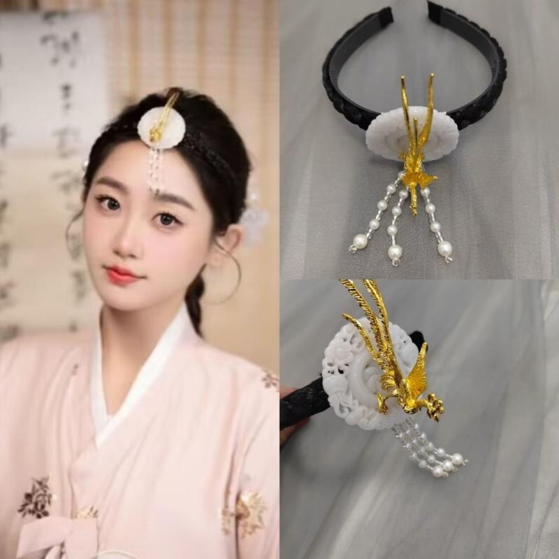 Elegant Korean Style Hairband Accessory Featuring Traditional Phoenixes Designs for Weddings and Festive Occasions